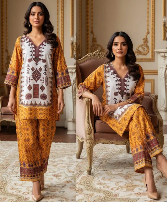 Traditional Printed Two-Piece – Stylish Women’s Outfit - Urban Glam Hub