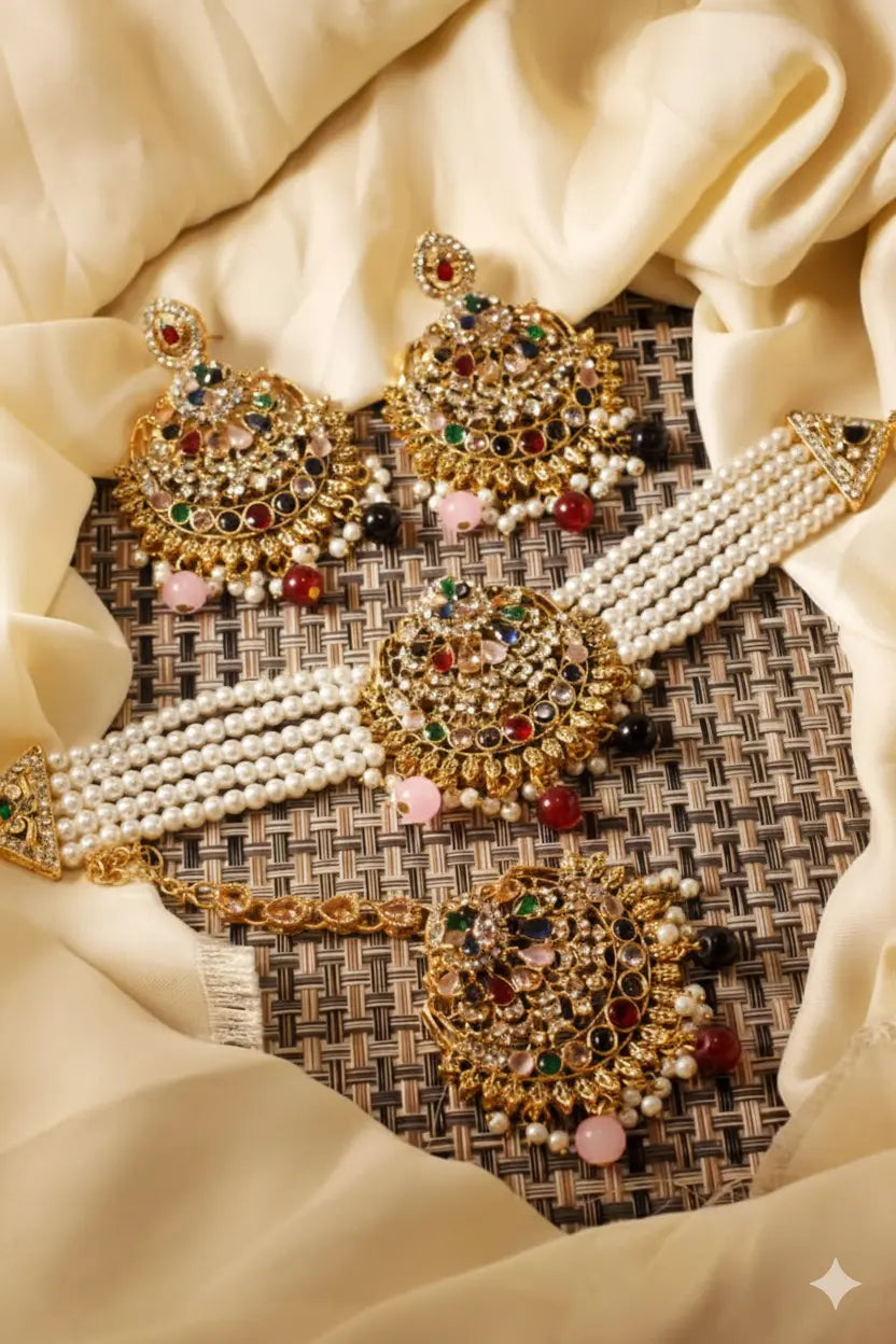 Choker Necklace Set – Elegant Royal Jewellery for Bridal & Parties - Urban Glam Hub