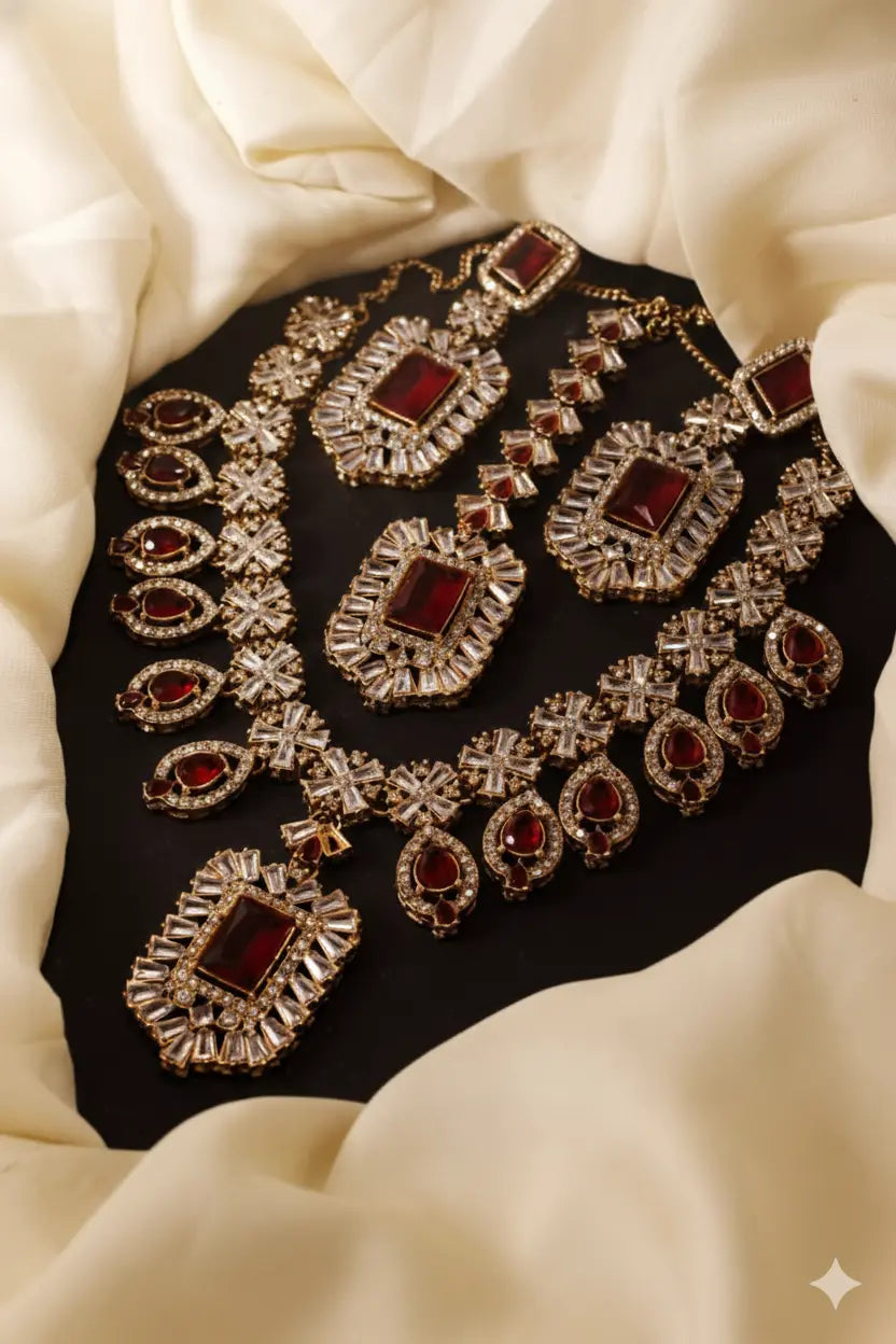 Zircon Necklace Set – Elegant Bridal & Party Jewellery for Women - Urban Glam Hub