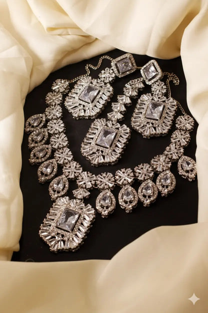 Zircon Necklace Set – Elegant Bridal & Party Jewellery for Women - Urban Glam Hub