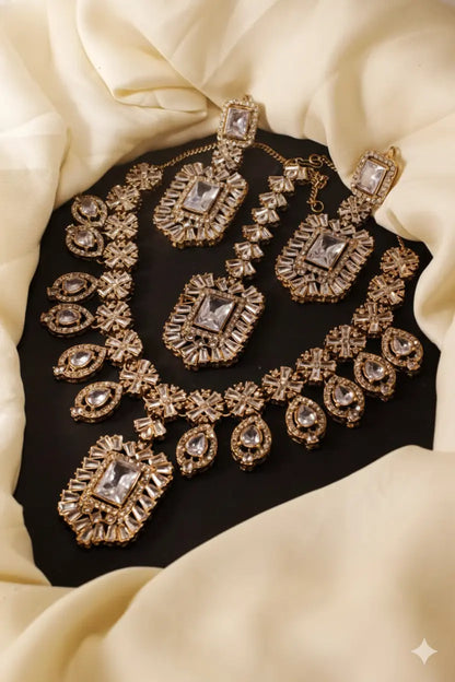 Zircon Necklace Set – Elegant Bridal & Party Jewellery for Women - Urban Glam Hub