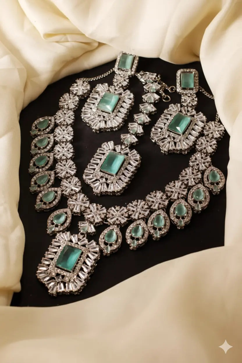 Zircon Necklace Set – Elegant Bridal & Party Jewellery for Women - Urban Glam Hub