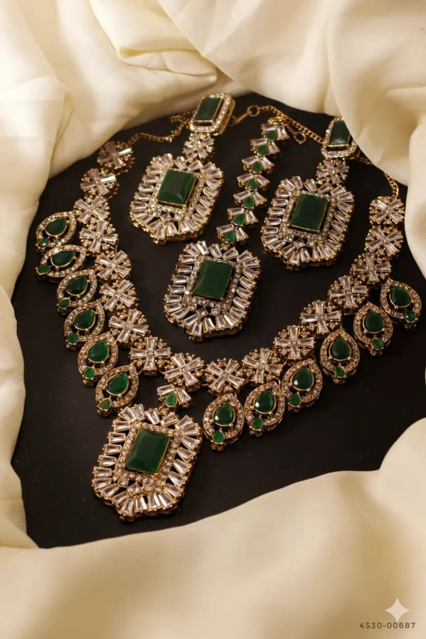 Zircon Necklace Set – Elegant Bridal & Party Jewellery for Women - Urban Glam Hub