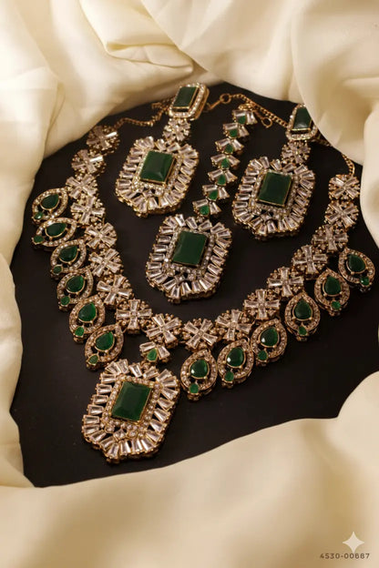 Zircon Necklace Set – Elegant Bridal & Party Jewellery for Women - Urban Glam Hub