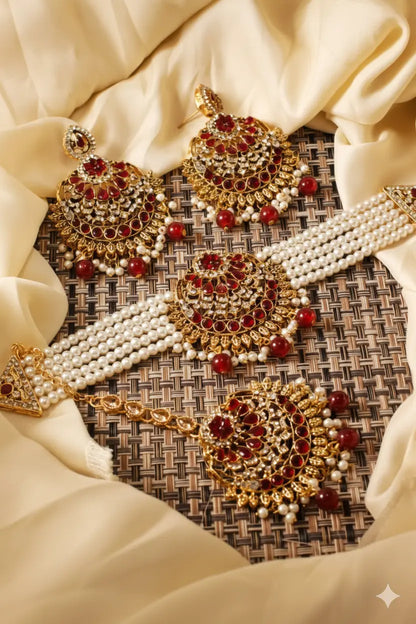 Choker Necklace Set – Elegant Royal Jewellery for Bridal & Parties - Urban Glam Hub