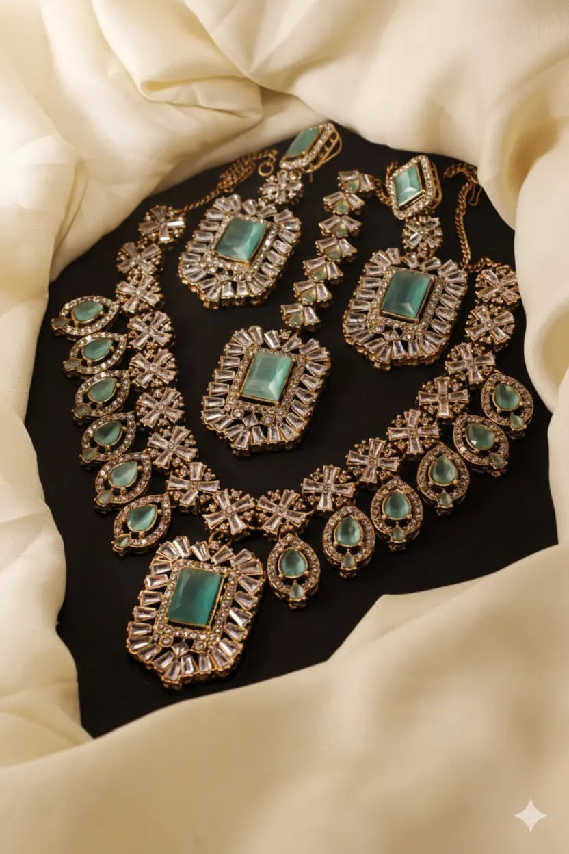 Zircon Necklace Set – Elegant Bridal & Party Jewellery for Women - Urban Glam Hub