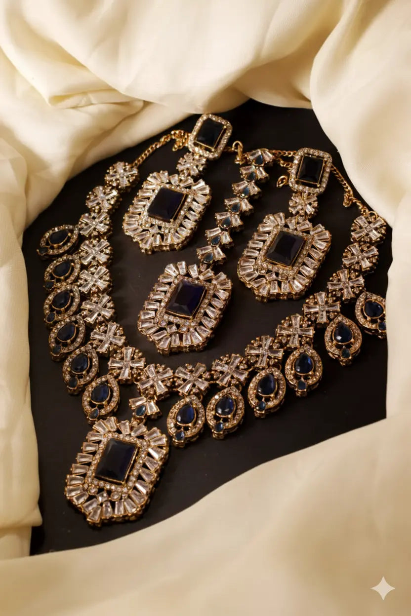 Zircon Necklace Set – Elegant Bridal & Party Jewellery for Women - Urban Glam Hub