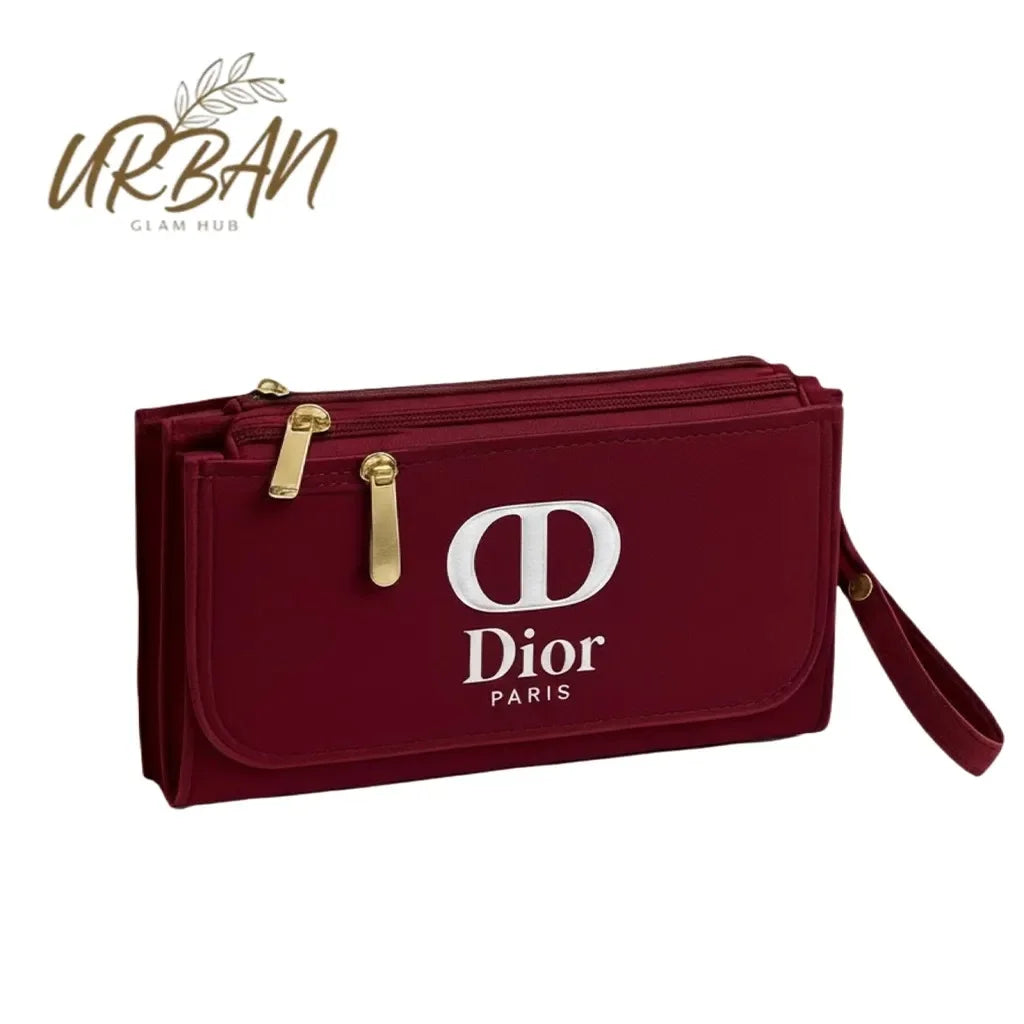 Stylish Zipper Luxury Wallet – Triple-Zip Maroon Clutch